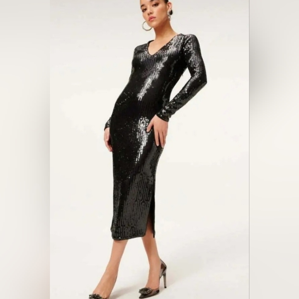 NWT Good American Black Sequin Dress